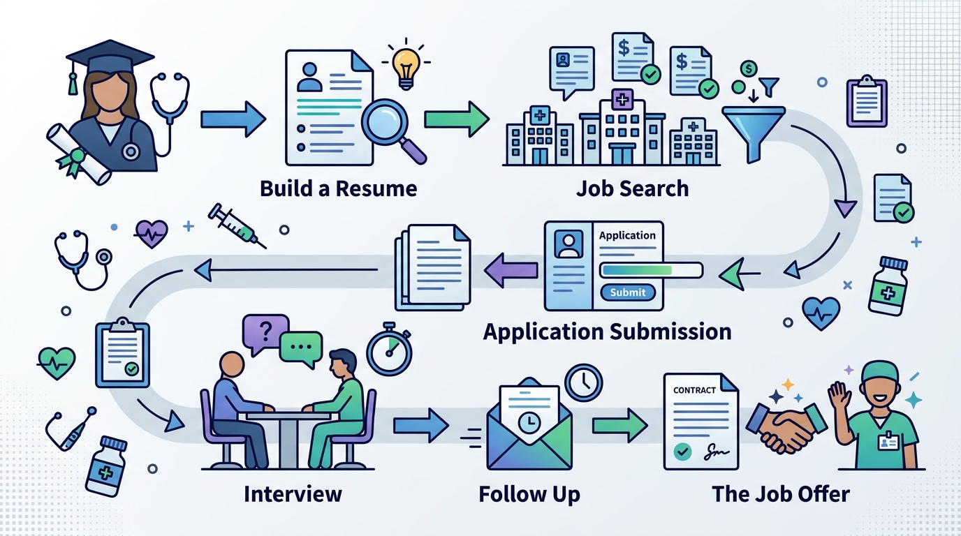 Featured image for "Nursing Job Search Roadmap: From New Grad to First Offer"